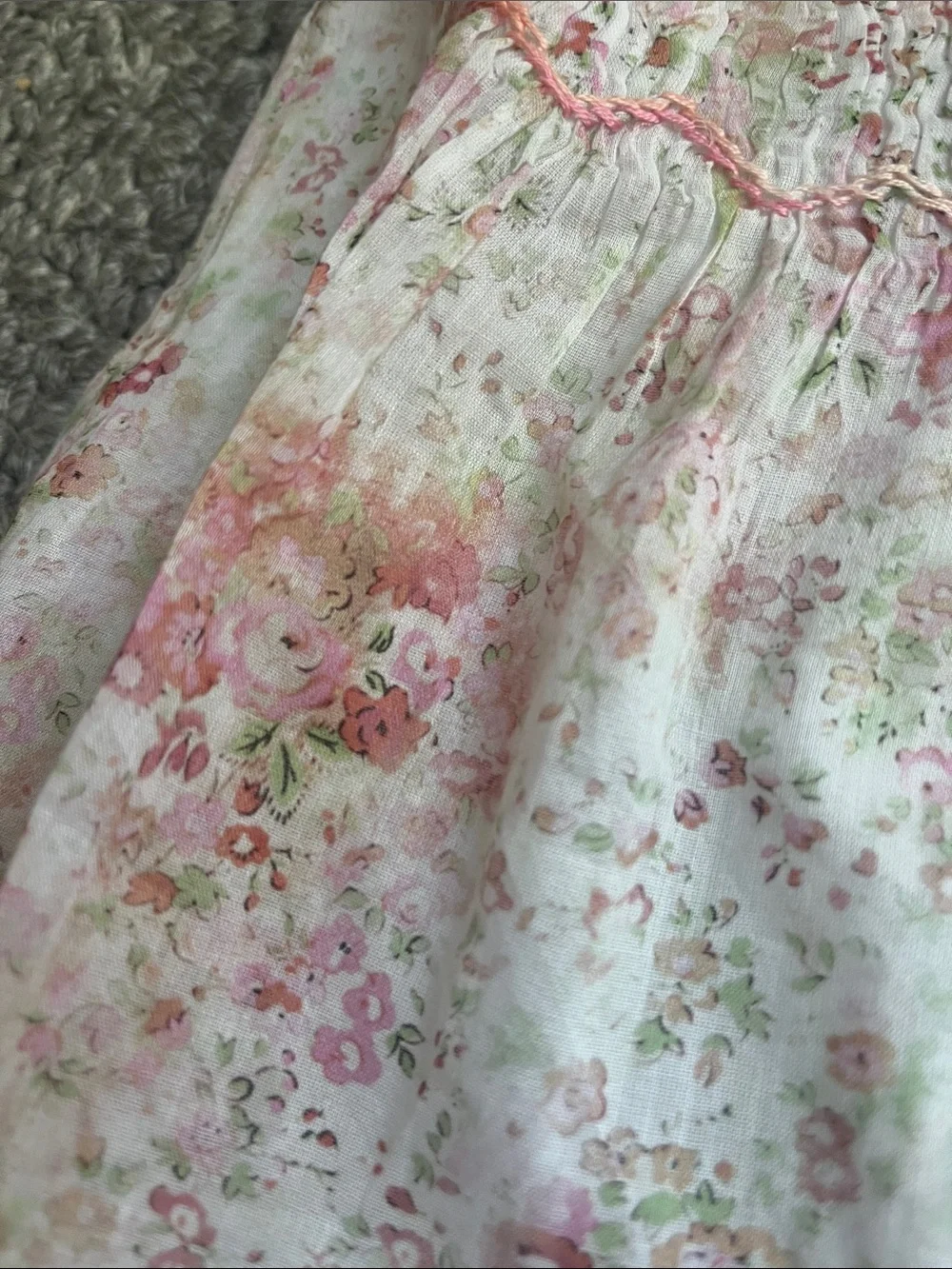 Bonpoint Floral Smocked Dress and Bloomers - Pink and Cream